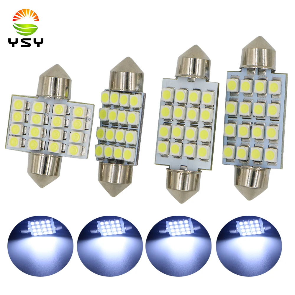 YSY 100 шт. гирлянда 36 мм 39 41 31 1210 SMD 16 светодиодная белая c5w купольная лампа