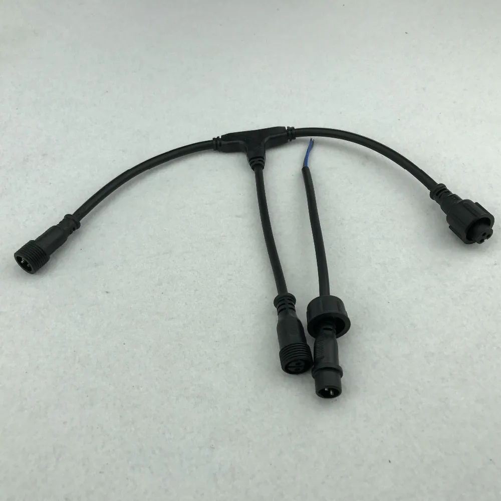 

(3-2-3) xConnect 3 core T type waterproof splitter(the middle is 2core);with 2 core male;BLACK color;for power injection use