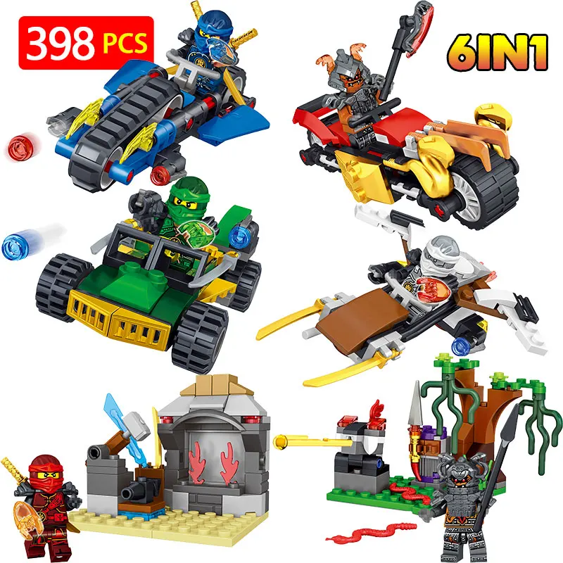 

6 in 1 Building Blocks Compatible With LegoINGLYS Ninjagoed Kai Motorcycle Technic Bricks DIY Enlighten Gift Toys For Kids