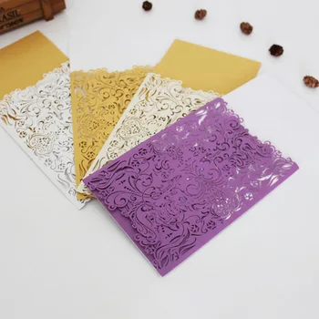 

100pcs Wedding Party Invitation Card Romantic Decorative Cards Envelope Delicate Carved Pattern Wedding Invitations ZA6496