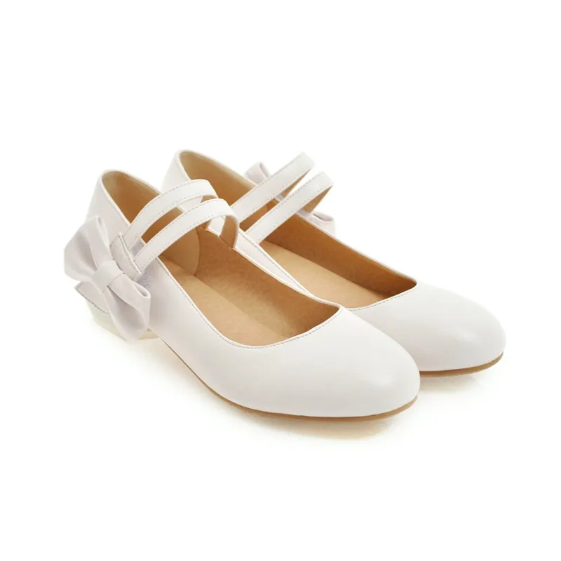 Bout Bleu rose Chaude Bas Nouveau Janes Filles Carré blanc noeud Mary Crochet Talons Chaussures Femmes Rond Doux À Lolita Papillon Printemps Rose 2019 Pxelena Pompes FvqB4