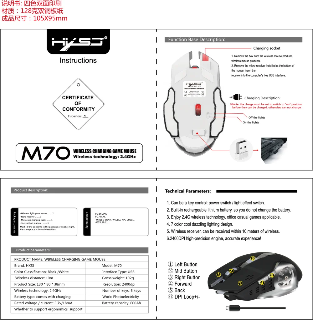 HXSJ новая USB Беспроводная мышь оптическая игровая мышь 2,4G 2400 dpi компьютерная мышь мини эргономичная мышь плеер ноутбук