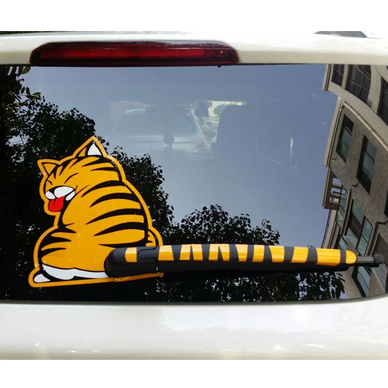 25 19cm Chat Voiture Fenetre Arriere Essuie Glace Decalcomanie Voiture Carrosserie Autocollants Voiture Accessoires Pour Toyota Volkswagen Tesla Honda Hyundai Kia Lada Aliexpress
