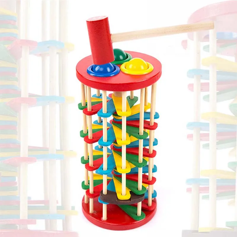 Детские сборные строительные блоки Головоломка мяч игрушка деревянная падающая лестница игрушка стук стол упражнения рука-глаз координации