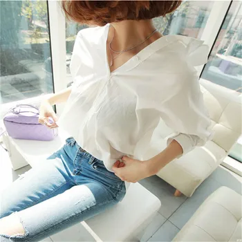 

Women Floral Long Sleeve Shirt Button Tunic Tops V-Neck Loose Blouse Fashion 6.12