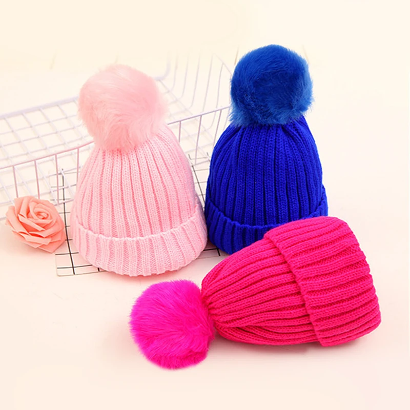 

2019 Baby Hat Knitted Baby Girls Cap Warm Boys Thicken Lining Winter Hat Kids Girls Hat Cute Children Hat