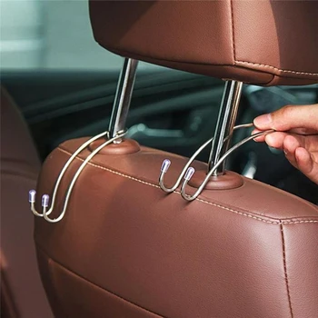 

Multi-functional Car Seat Back Hooks Auto Hidden Headrest Hanger Use For Handbag Shopping Bag Coat Storage Hanger Hook Organizer