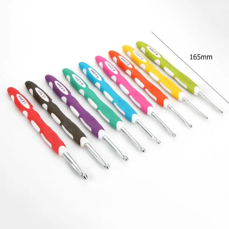 

New 9PCS Multi Colour Plastic Aluminum Crochet Hooks Yarn Knitting Needles Set for DIY Craft Tools Yarn Weave Craft With Case