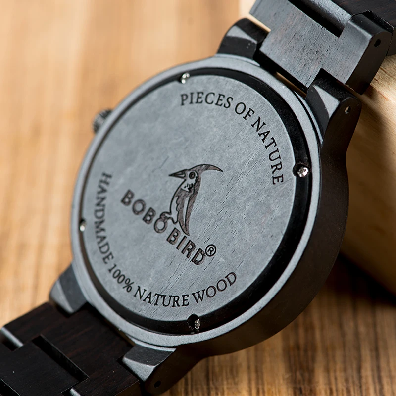 Мужские наручные часы BOBO BIRD роскошные деревянные кварцевые японского бренда