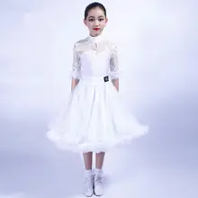 Платье для латинских танцев для девочек Топы+ юбка платье для бальных танцев для детей танцевальная одежда для детей Танго танцевальные костюмы для самбы сценическое представление