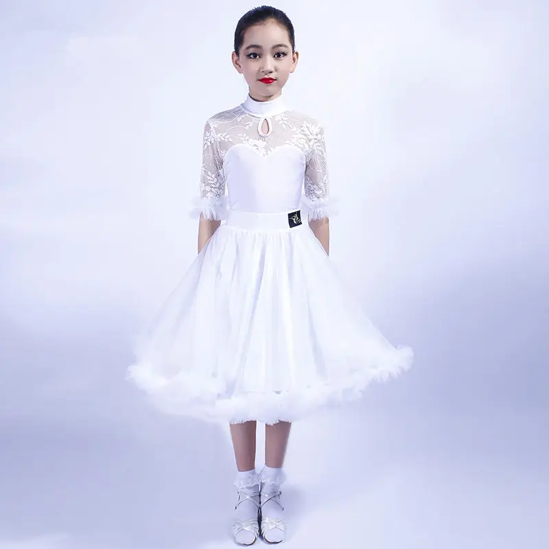 

Girls Latin Dance Dress Tops + Skirt Ballroom Dance Dress for Kids Dancewear Child Tango Samba Dance Costumes Stage Performance