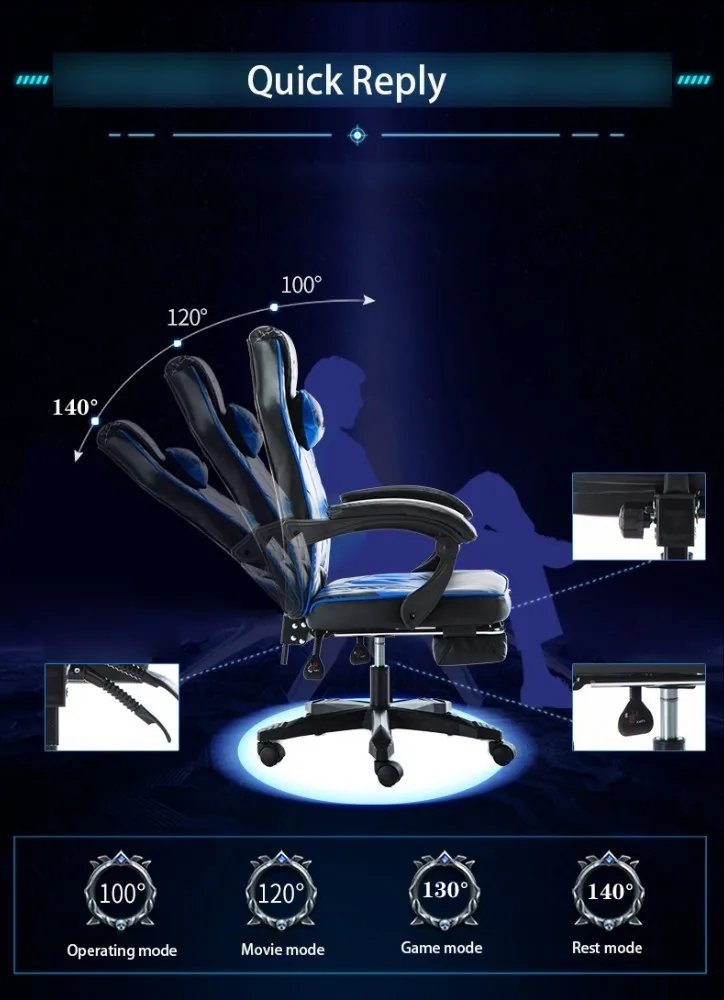 Высококачественное офисное кресло Poltrona Silla Gamer Esports 7 точечный массаж колесо Синтетическая кожа с подставкой для ног может лежать дома