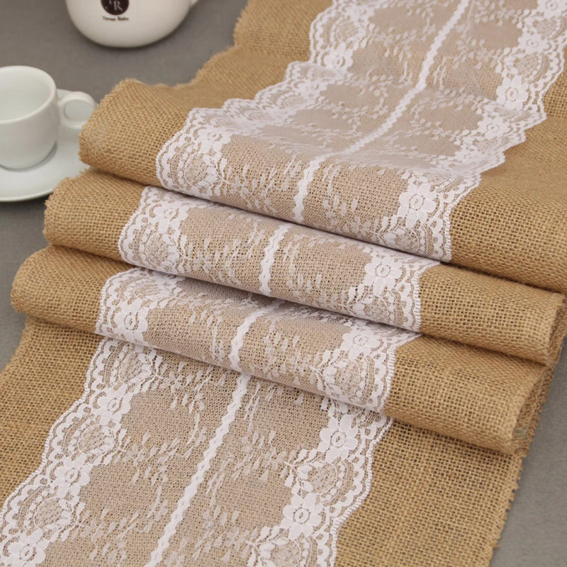 Jute Table Runner Burlap Lace Runner Wedding Table Runner Wedding Decor
