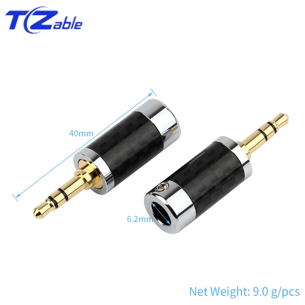 Jack 3 5mm Headphone Adapter 3 Pole Stereo Metal Splice Carbon Fiber Earphone Male Plug HiFi Audio Jacks Soldering Connector DIY