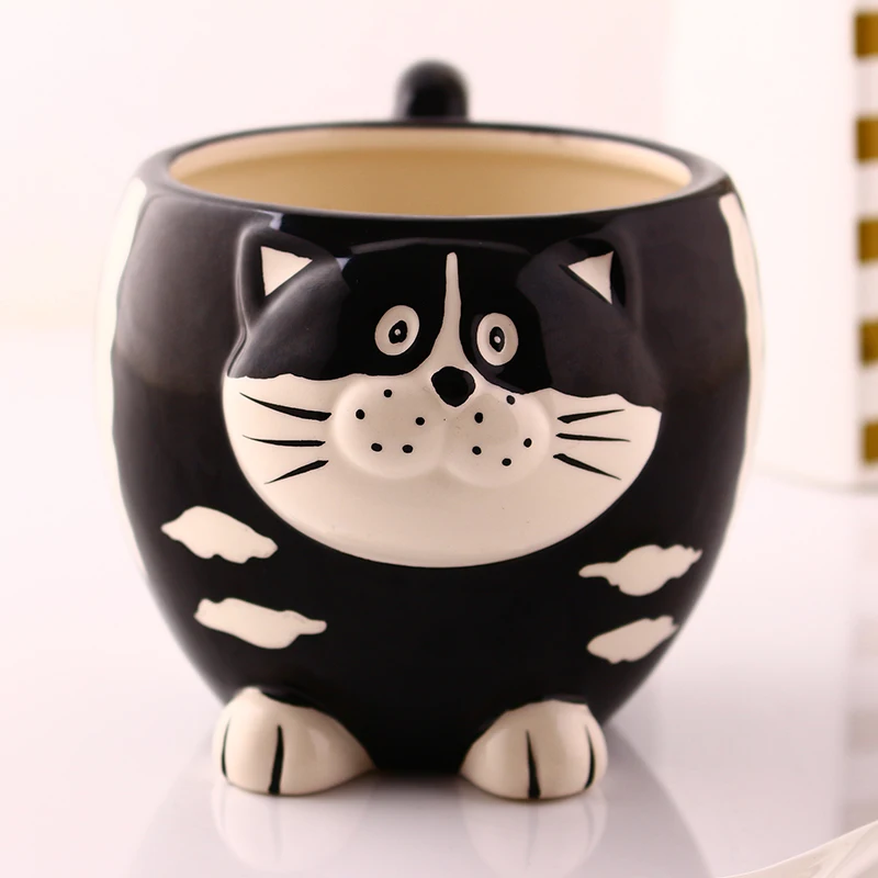 

Tea Coffee Mugs Ceramic 3D Cartoon Cat Owl Milk Cup Home Decor Craft Room Wedding Decoration Porcelain Figurine Large Animal Cup