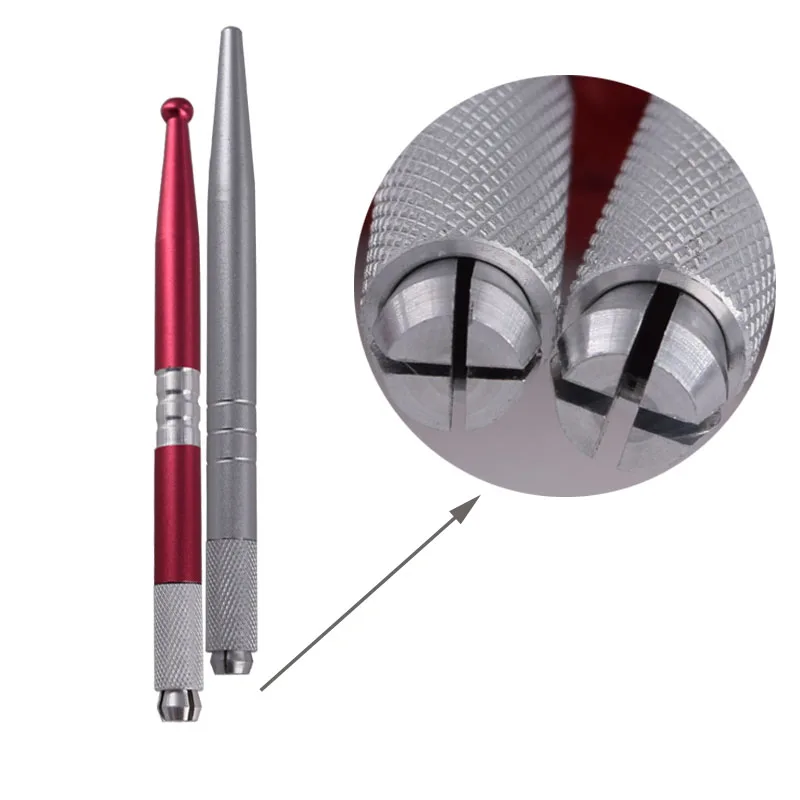 Татуировки microblading pen 1 шт. дополнительно Серебряный и красный tebori ручка ручной