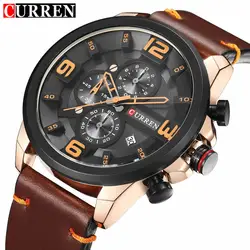 Новый 2018 Для мужчин s часы лучший бренд роскошные кожаные Для мужчин кварцевые часы Повседневное Спорт часы мужские наручные часы Curren Relogio