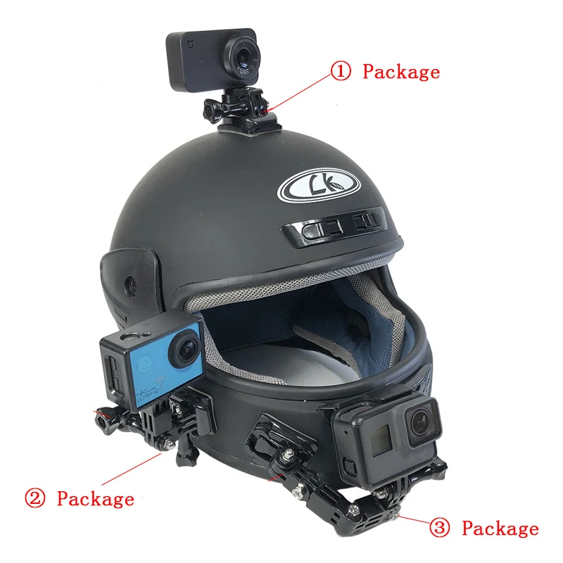 Accesorio soporte adhesivo curvo 3m para casco phoenix para fijar camaras  sport & gopro hero 4/3+/3/2/1 de color negro helmet cu