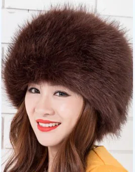 Высококачественная длинная меховая шапка из искусственного меха лисы Boinas Femininos, зимняя теплая Женская Зимняя кепка на плоской подошве, женские шляпы из искусственного меха CP092 - Цвет: Коричневый