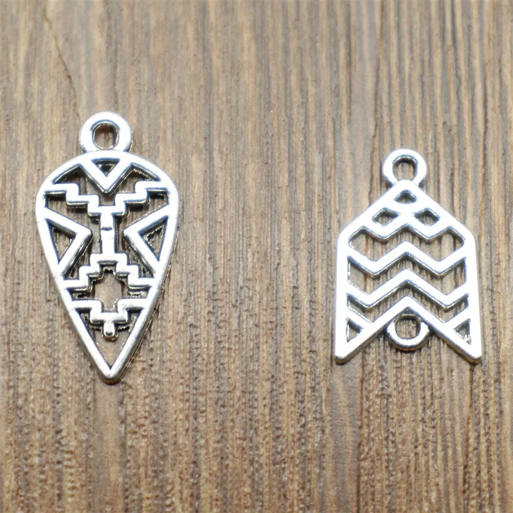 

20pcs Charms Hollow Pattern Connector Antique Silver Color Metal Alloy Jewelry Making Jewelry Accessories Earring Making