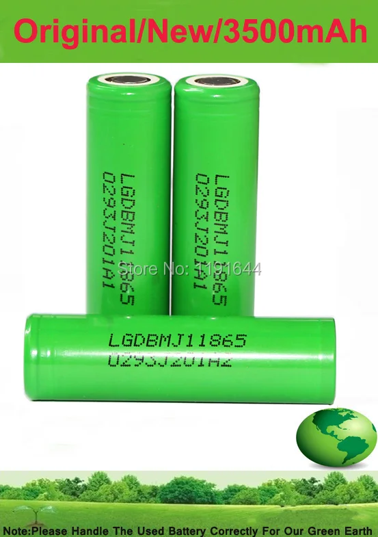

Free Shipping!!!4PCS/LOT Original 3.6V INR18650 Mj1 18650 3500mAh 10A Discharge Battery for LG