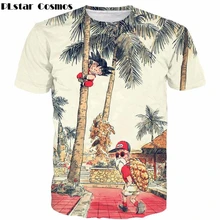 PLstar Cosmos lindo chico Goku y fresco maestro Roshi 3d impresión camiseta Anime Dragon Ball Z camisetas verano hombres mujeres Vintage camiseta