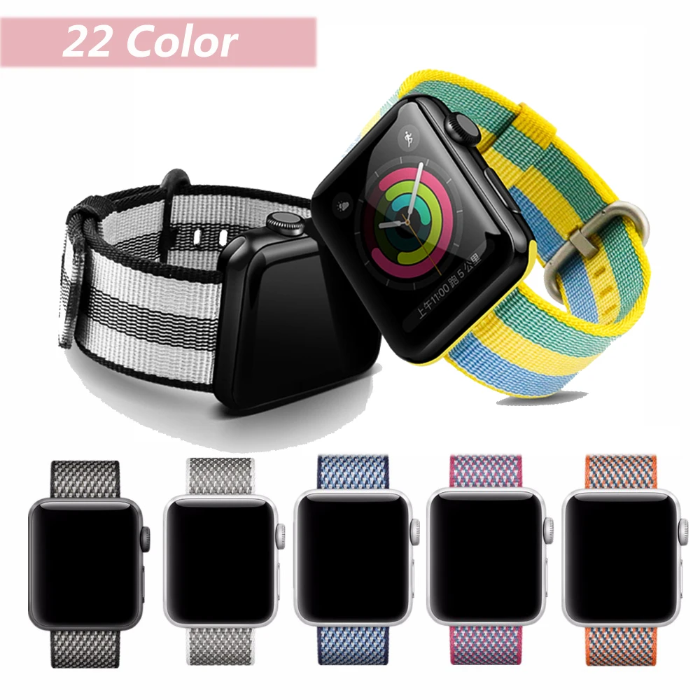 

Woven Nylon strap for apple watch series 4 3 2 1 correa 42mm 38mm band sport wrist bracelet belt watchband iwatch 44mm 40mm