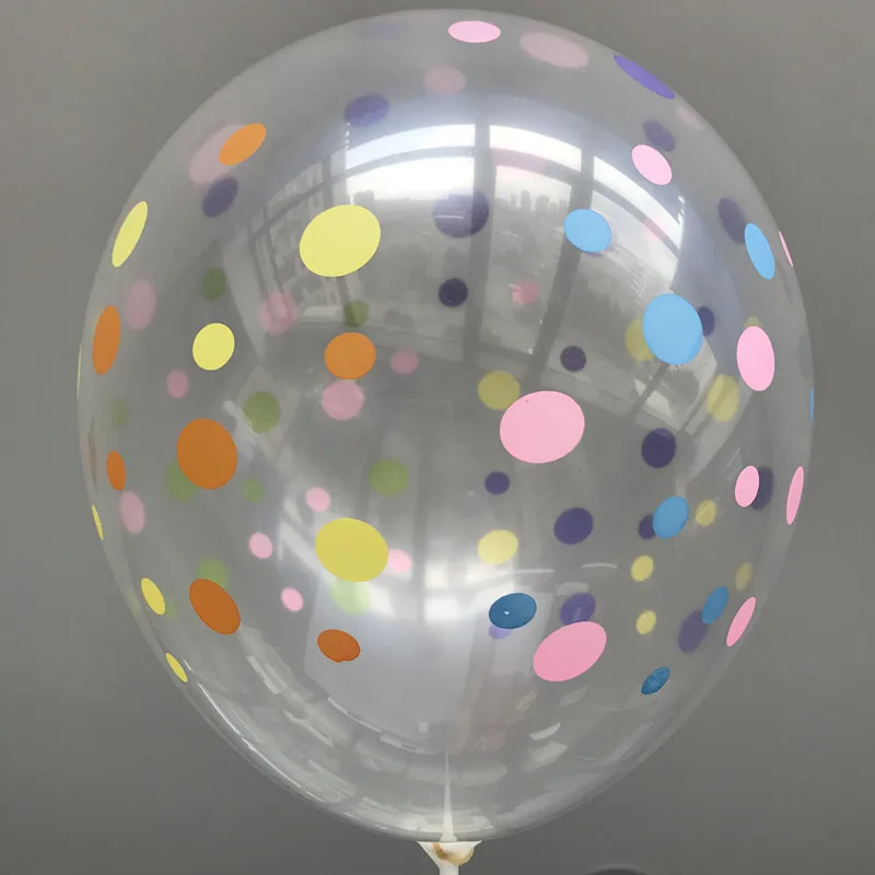 

10pcs/lot 12 inches Transparent Latex Balloons Anniversary Wedding Birthday Party Decoration Clear Polka Dots Inflatable Balloon