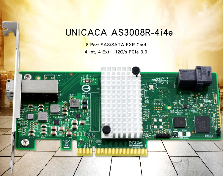 Uniaca AS3008R-4I4E SAS 9311-4i4e PCI Express до 12 ГБ/сек. последовательный Прикрепленный SCSI (SAS) HBA контроллер карты