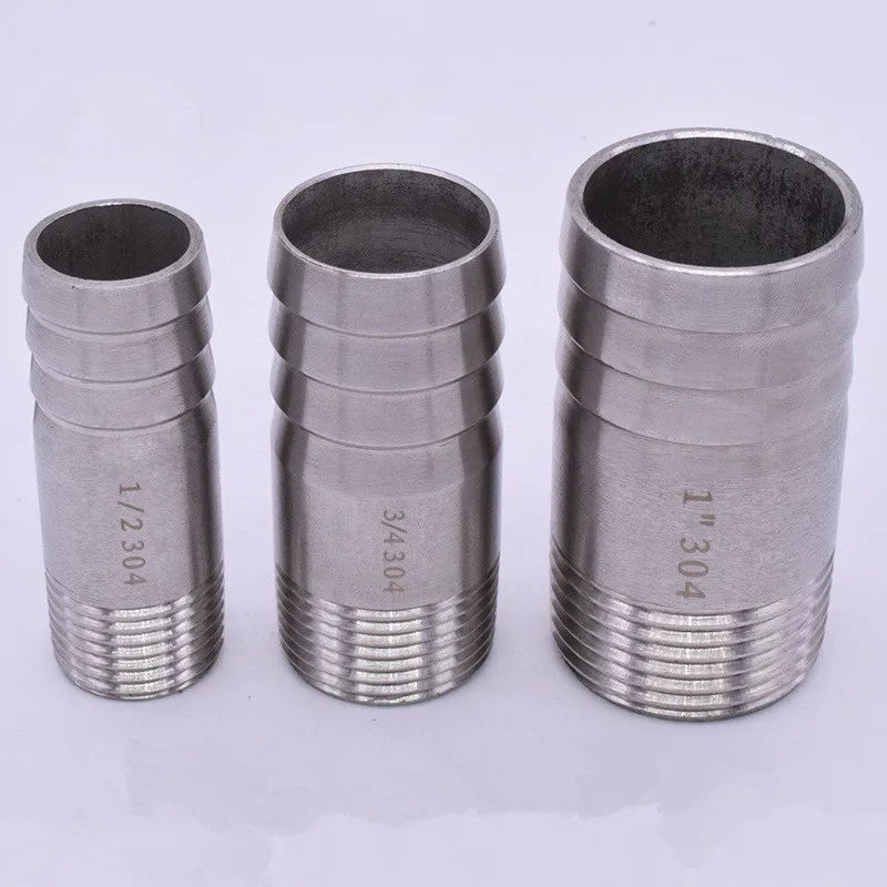 2pcs Stainless Steel 1" Male BSP Thread Pipe Fitting x 32MM OD Barb