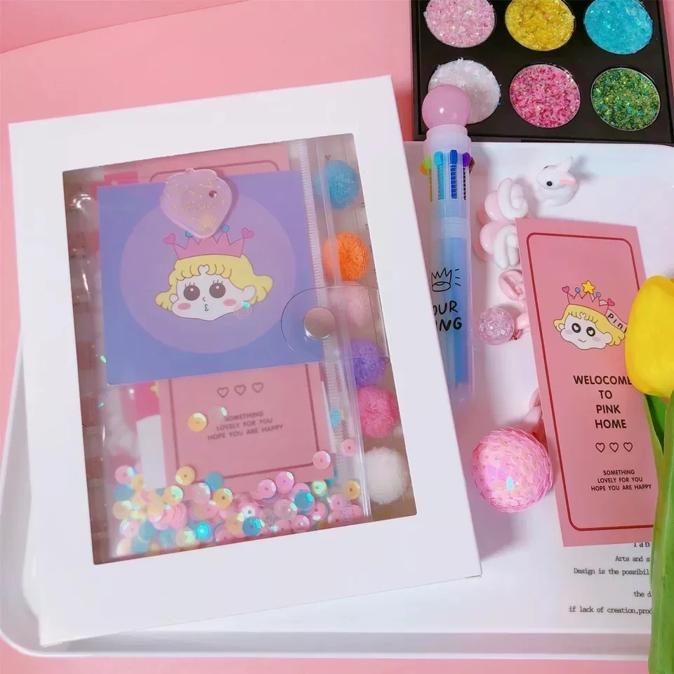 

Climemo Cute Cartoon Notebook Ins Girl Sequins Handbook Diary Creative Style Office school supplies Nice stationery Gift