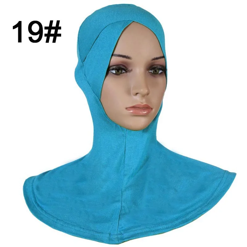 Muslim long single cross design hijab 19 lake blue