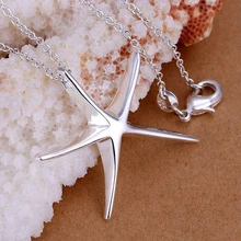 Посеребренная Подвеска, 925 модные серебряные ювелирные изделия Морская звезда подвески ожерелье для женщин/мужчин+ цепь SP027