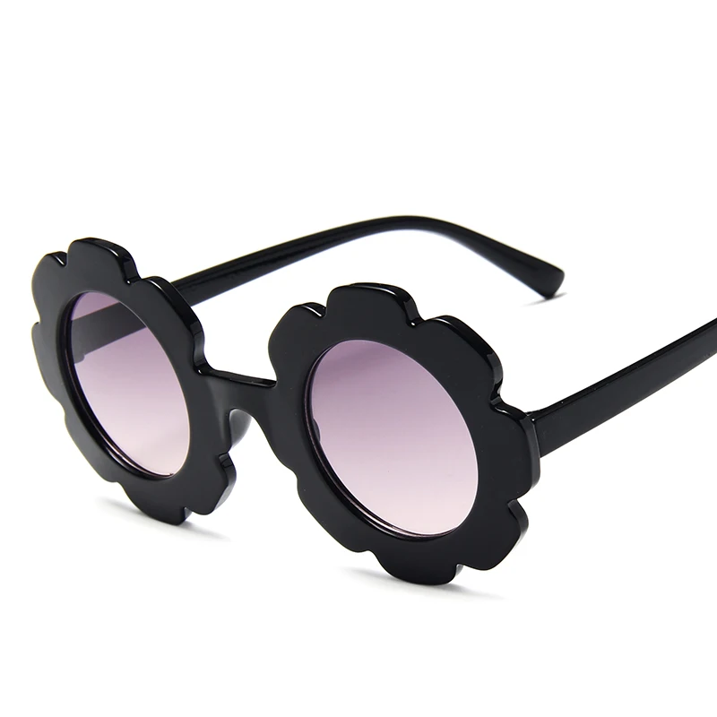 Longketter винтажные очки детские солнцезащитные очки с круглым цветком Gafas детские спортивные очки UV400 для девочек и мальчиков Oculos De Sol - Цвет линз: C1black gradualgrey