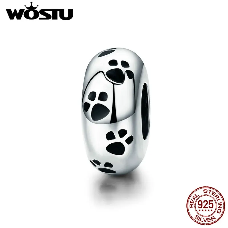

WOSTU Real 925 Sterling Silver Pet Dog Footprint Spacer Stopper Beads fit Wostu Original Charm Bracelet Jewelry Gift DXC594