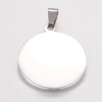 

304 Stainless Steel Blank Stamping Tag Pendants Accessories 30mm Smooth Flat Round Charms with Bail DIY Necklace Jewelry Making