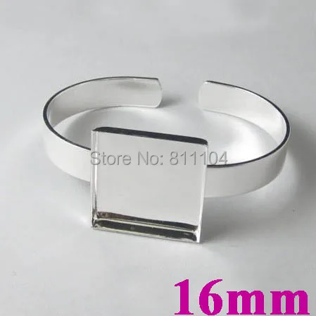 16x16mm New Silver Plated Brass Blank Square Deep Wall Bezel Tray Glass Cabochon Bases cuff Bracelet Bangle Settings Wholesale | Украшения