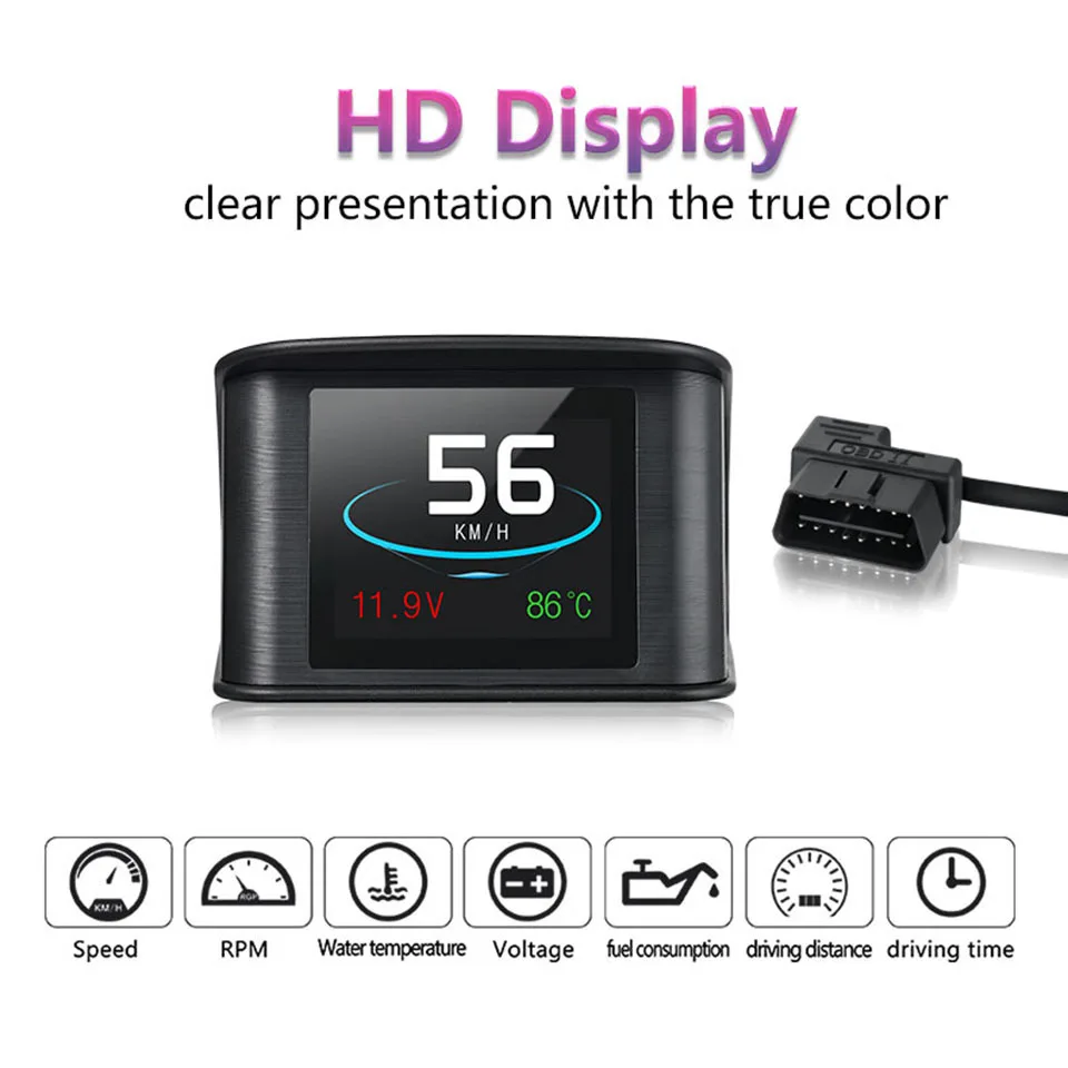 VJOYCAR OBD2 Car Speed Projector Digital Speedometer Display Fuel Consumption Temperature Mileage Gauge OBD Diagnostic Tool
