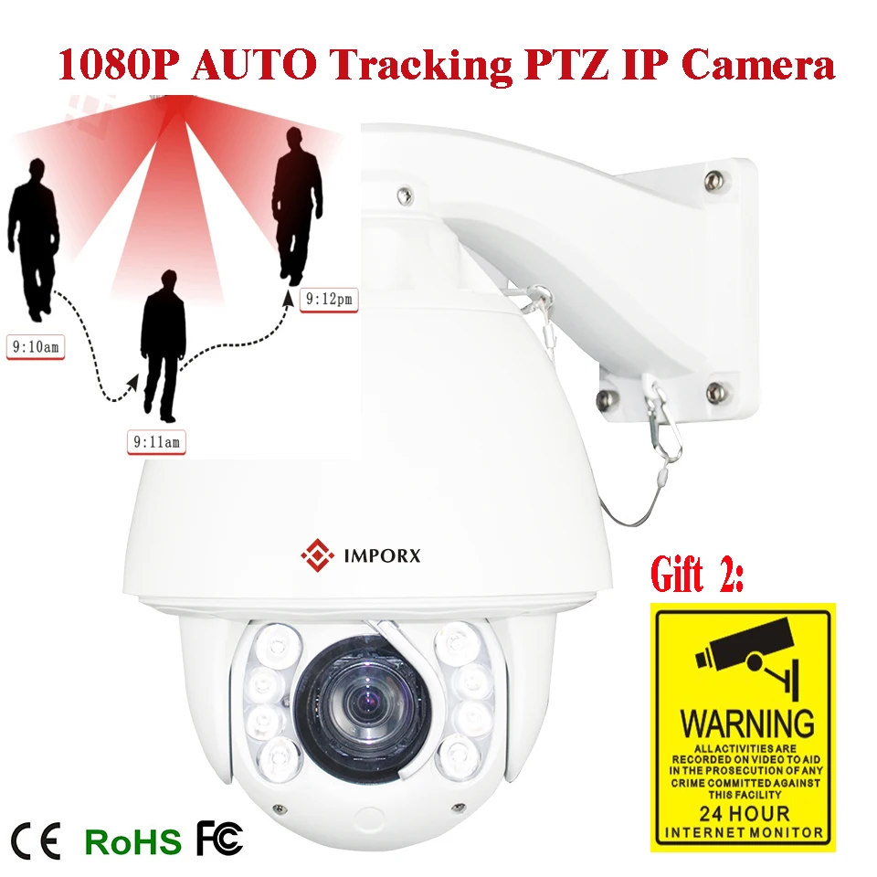 

Auto tracking 20x Zoom 2.0 MP 1080P HD High Speed Dome PTZ Camera IR 150m 1/3"CMOS free power supply box can send from EU