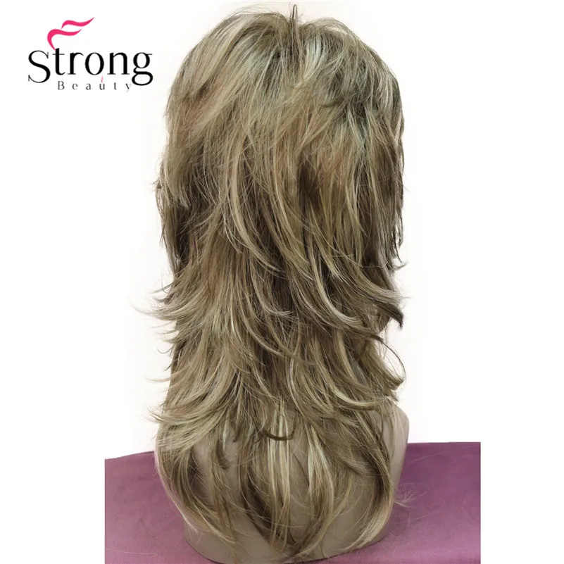 StrongBeauty женский слоистый парик из синтетических волос с темными корнями Омбре - Цвет: AB607
