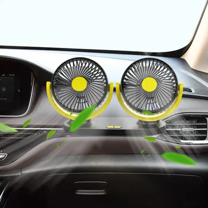 

Double Head Shaking Head Car Fan 12V24V Universal for Auto Big Truck Keep Cool In The Car USB Small Electric Fan Car Accessories