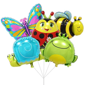 

10pcs/lot Bee & snails & butterfly & Frog & & Ladybug Animals shaped Air foil Balloons birthday party suppies children's toys