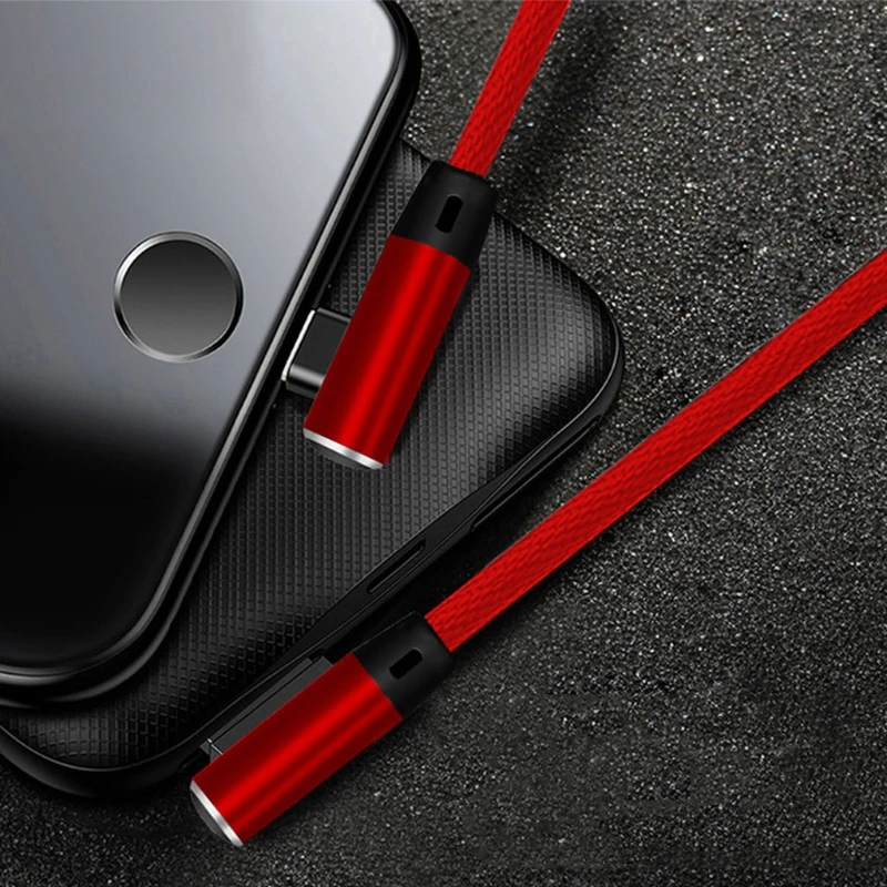 

Reusable Double L Bending Weaving Micro USB Charging Cable Adapter For Android