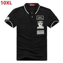 Очень большой код рубашки поло Большие размеры прилив бренд свободные хлопковые с лацканами футболка с короткими рукавами рубашка поло мужская одежда 10XL 9XL