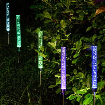 

2 Pcs Solar Colorful Waterproof Acrylic Stick Bubble Lawn Light Outdoor Villa Courtyard Decoration JDH99