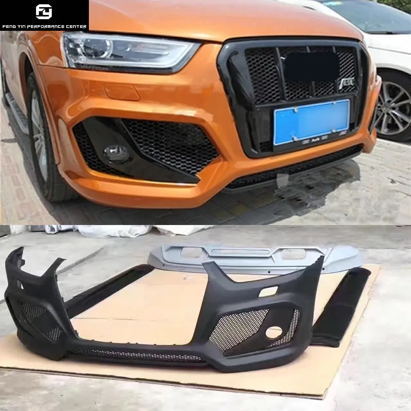 

Q3 unpainted PU front bumper side skirts rear bumper diffuser racing grills for Audi Q3 ABT Car body kit 13-15