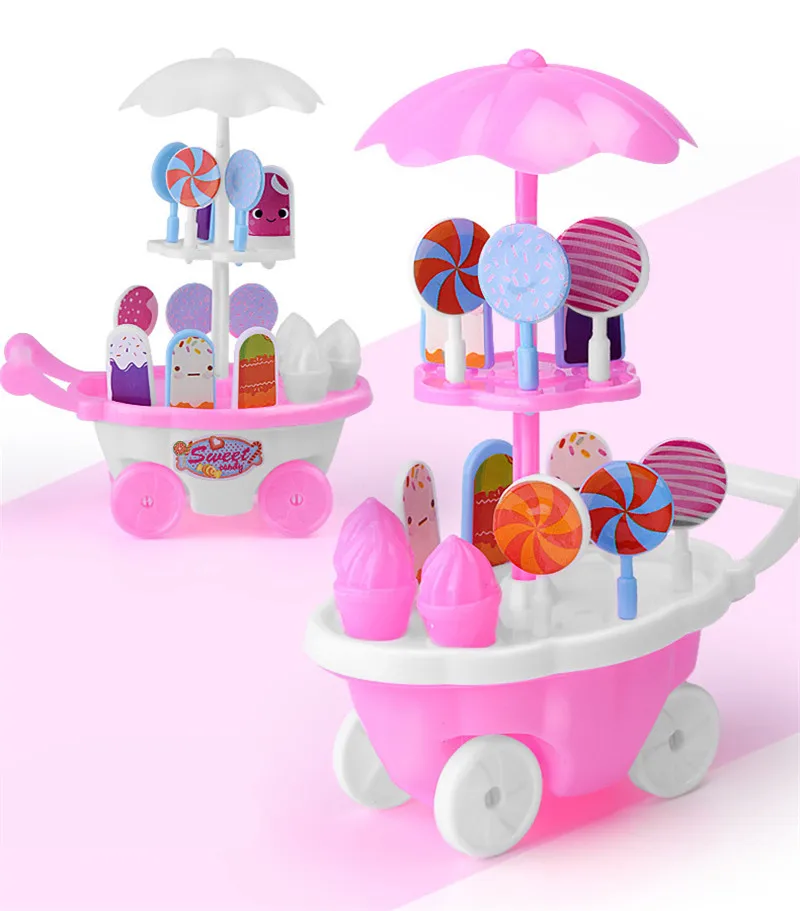 DIY Мини Моделирование передвижные лотки для мороженого креативный грузовик ролевые игры продукты конфеты, продукты пластиковые обучающие игрушки для детей