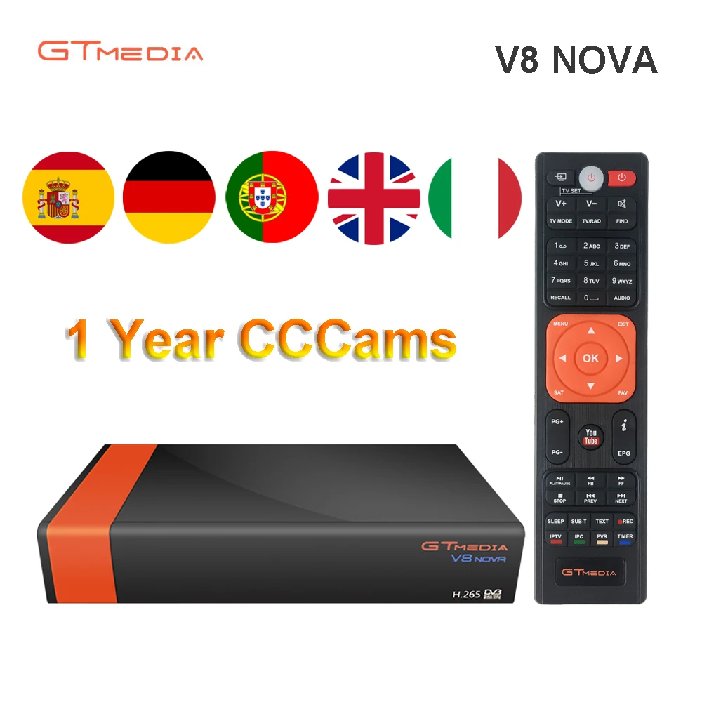 GTmedia V8 NOVA с CCCams Cline для 1 года Европы встроенный WiFi RJ45 Scart AVS + PowerVu Biss H.265 DVB-S2