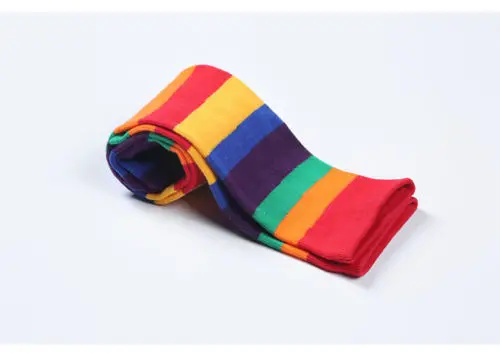 Emmaaby/детские носки для мальчиков и девочек; гольфы в радужную полоску; теплые носки; 1 пара
