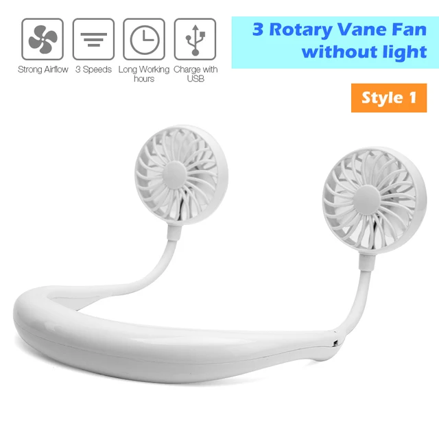 Convenient 2000mAh USB Air Cooler Portable Hands-Free Neck Hanging Electric Fan Sports 3 Gears Handheld Desktop Electric Electric Fan for Travel Durable Color : White Convenient 2000mAh USB Air Cooler Portable Hands-Free Neck Hanging Electric Fan Sports 3 Gears Handheld Desktop Electric Electric Fan for Travel Durable Color : White